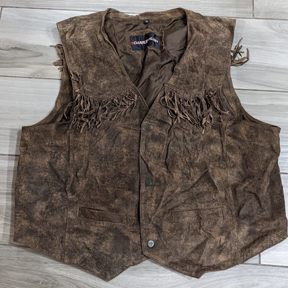 Vintage Charles Klein Leather Fringe Vest